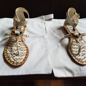 Ivy Kirzhner Babel Crystal Leather Sandal Sz7